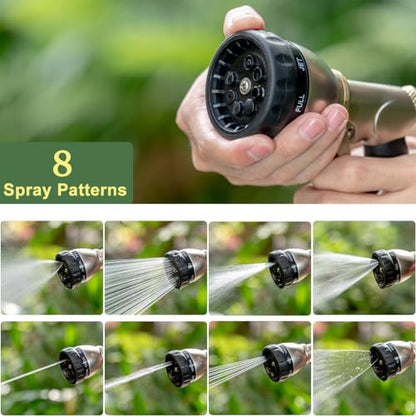 FANHAO Metal Garden Hose Nozzle Heavy Duty, 8 Spray Patterns, High Pressure - color: Black