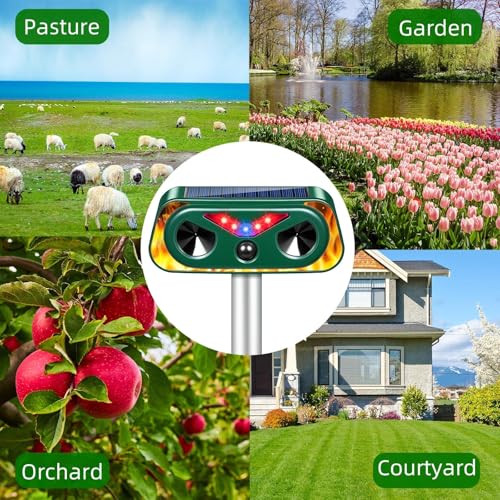 2026 New Sonic Fortress Pro Deer Repellent Devices,2Pcs Solar Ultrasonic Animal Repeller Outdoor Waterproof Motion Sensor Deterrent Yard Garden Repellent for Animals Cat,Squirrel,Racoon,Rabbit,Skunk