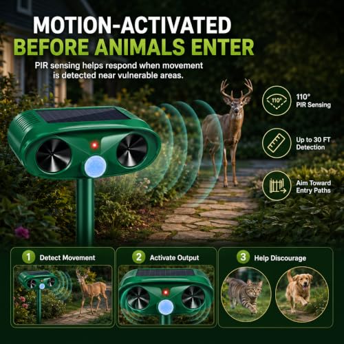 2026 Upgraded 4-Pack Solar Ultrasonic Animal Repellent Outdoor for Yard