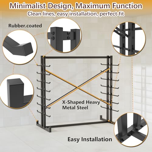 7-Tier Steel Storage Rack,Detachable Lumber Storage Rack,Load 2000 Lbs Heavy Organizer Shelf for Garage Shed Basement(No Wheel) - style: No Wheel