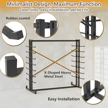 7-Tier Steel Storage Rack,Detachable Lumber Storage Rack,Load 2000 Lbs Heavy Organizer Shelf for Garage Shed Basement(No Wheel) - style: No Wheel