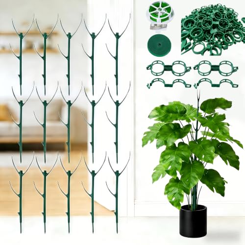 15 Pack Adjustable Stackable Monstera Plant Support Poles Garden Stakes