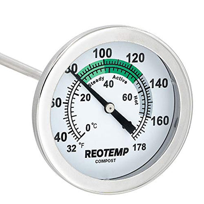 Reotemp K83B1 12 Inch Soil & Compost Thermometer with Digital Composting Guide, 32-178 Fahrenheit and Celsius