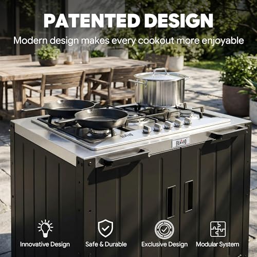 Feasto Modular Outdoor Kitchen Island with 5-Burner Gas Stove and Storage - size: Outdoor Gas Stove