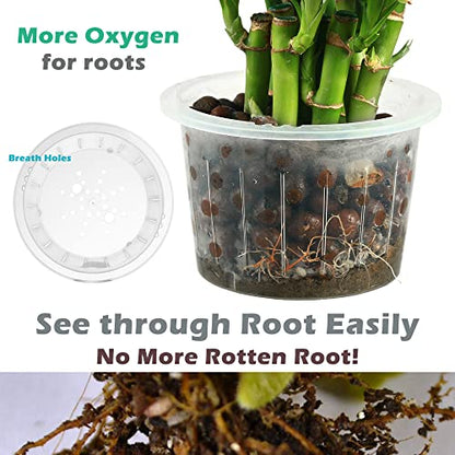 6 Pack 6.7" Self-Watering Planters Flower Pots for Indoor Garden Devil's Ivy, African Violet, Ocean Spider Plant, Orchid, White Color