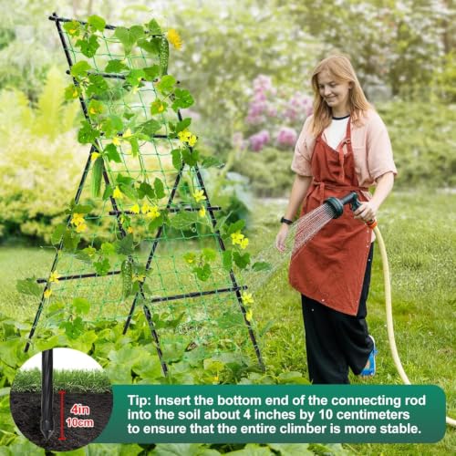 Cucumber Trellis A Frame Garden Trellis 31 x 26 x 75 in - size: 74.8 x 30.71 x 30.71 in, A-Frame, Black