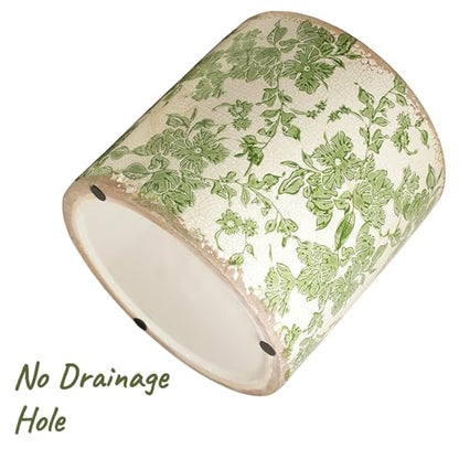 7.7" Large Green Plant Pots, Farmhouse Ceramic Flower Pots without Drainage - color: Distressed Sage, size: Large - No Drain Holes