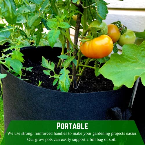 Farm Plastic Supply - 5 Gallon Fabric Grow Bags - (10 Pack) - Nonwoven Fabric Pots with Handles, Grow Bag, Plant Grow Bags, Garden Bag, for Farming, Gardening, Agriculture - size: 5 Gallon - 10 Pack