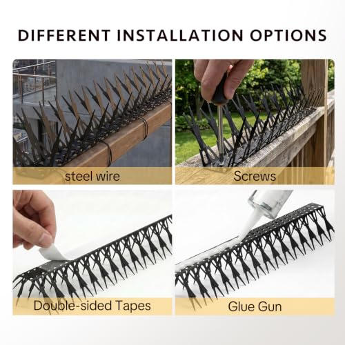OFFO Bird Spikes for Outside, 304 Stainless Steel, 5 Pack 5 Ft, Black - color: Black