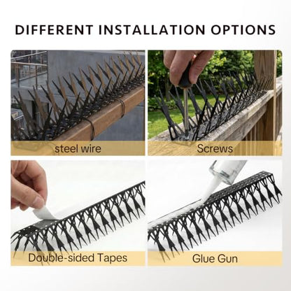 OFFO Bird Spikes for Outside, 304 Stainless Steel, 5 Pack 5 Ft, Black - color: Black