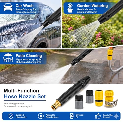 High Pressure Hose Nozzle, 7 Inch Garden Hose Sprayer with 3/4 GHT