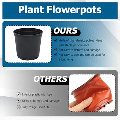 Planter Nursery Pots 2 Gallon Pots for Plants, Injection Molded Plastic Nursery Pots, Plant Container 2 Gal 10-Pack - color: Black, size: Round-9inch-10pcs