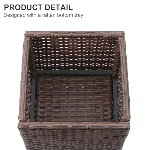 SUNNYPARK 2 Pack Tall Planters for Outdoor Rattan Square Box 12x12x24inch - color: Brown 2 Pack
