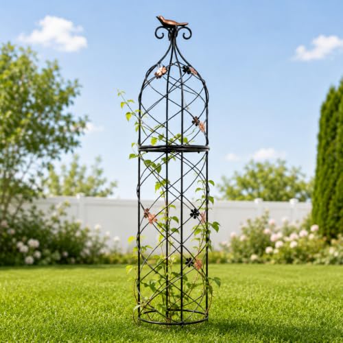 39" Metal Garden Obelisk Trellis for Climbing Plants - Sturdy Iron Support - size: 39"H