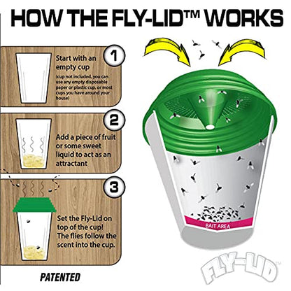 Billy-Bob, Fly Lid (10 Pack) - Turn Almost Any Disposable Cup into a Fly Trap. Indoor and Outdoor use.