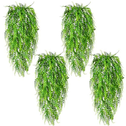 Waipfaru 4Pcs Fake Ferns Fake Hanging Plants Artificial Ferns Vine Greenery - color: Ferns, size: 4Pcs Plants