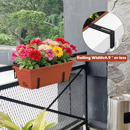 CADUKE Railing Planter Box, Deck Railing Flower Boxes 16.9 Inches Red - color: Red