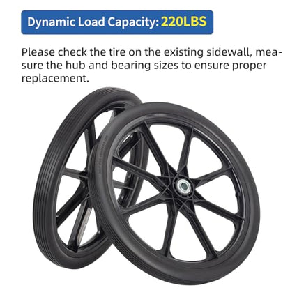 GICOOL 20'' Flat Free Wheels, for Rubbermaid Wheelbarrow Tires, 2 Pack - size: 20'' Flat Free(Straight Tread)