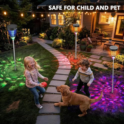 Solar Bug Zapper Outdoor, Mosquito Zapper with Flame & RGB Lights - color: Black