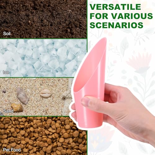 M METERXITY 3-Pack Bonsai Soil Scoops, Plastic Garden Soil Scoops Bucket Shovel Potting Scoopers for Transplanting/Flower Planting/Plant Succulent, Colorful Small Gardening Tools [Pink] - color: Pink