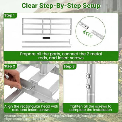 Goplus Lawn Leveling Rake, 30" x 10" Heavy Duty Level Lawn Tool w/ Ergonomic Handle for Soil, Effort-Saving Landscape Rake for Garden, Backyard, Golf Course, Farm, Pasture (Sliver) - color: Sliver