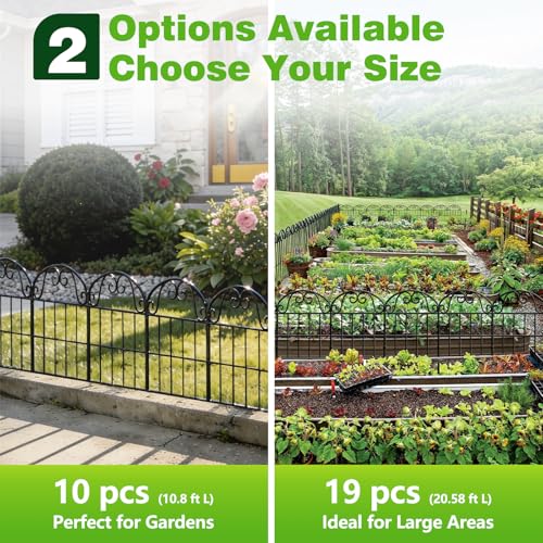 Garden Fence 24.5 in x 20.58 ft, 19-Pack Decorative Black Metal Panels - size: 19 Pack, 20.58ft(L) x 24.5in(H)