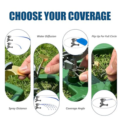 Heavy Duty Pulsating Impact Lawn Sprinkler 360° Adjustable Rotating Automatic Water Sprinkler for Yard with Metal Base, Large Area Irrigation Sprinkle for Garden, Covers Up to 4,500 Sq. Ft