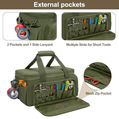 Rexmica 14-Inch Tool Bag Tool Storage Organizer Tactical Range Bag, Green - color: Green