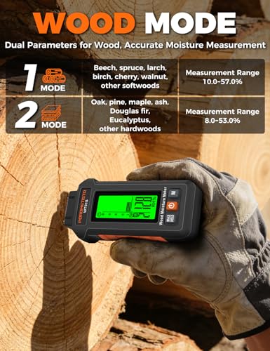 5 in 1Moisture Meter POROMETISTO, Three-Color Alarm, 5 Modes Detections