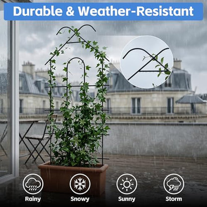 ARIFARO 4 Pack 32" Metal Garden Trellis for Climbing Plants Outdoor - size: 32 inch