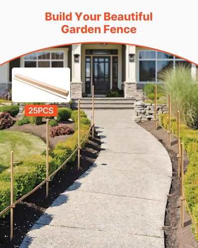 VEVOR Wooden Garden Stakes, 25 Pcs 48x0.5x0.69 in Survey Grading Stakes, Garden Ground Stake with Sharp Point, Fir Wood Plant Support Stake, Sign Posts for Silt Fence Backyard Boundaries Baselines - style: 0.69 x 0.5 x 48in+25pcs