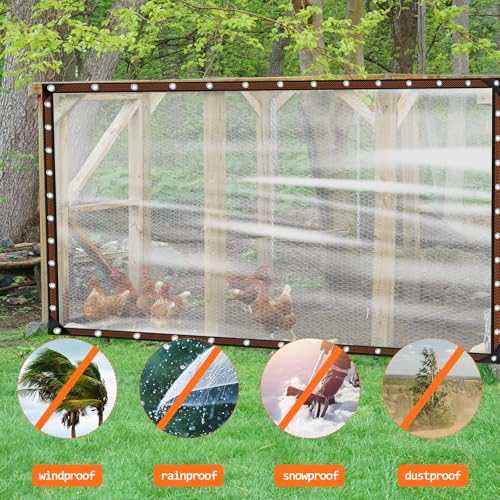 10x20FT Heavy Duty Clear Waterproof Tarp,Outdoor Garden Rainproof Covering - size: 10 x 20 FT