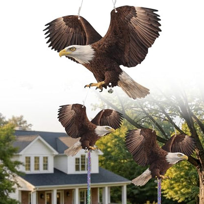 5 Pack Fake Eagle to Scare Animals Away, Hanging Flat Plastic Fake Eagle with Reflective Tape for Keep Pigeon Woodpecker Away for Outdoor Contryard Garden Balcony Window Patio Backyard - color: 5pcs-brown Eagle 01
