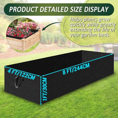 1PCS Raised Garden Bed Liner Fabric Raised Garden Bed Breathable Drainage Rectangle Grow Bags with Handles Fabric Garden Bed for Outdoor Garden Bed Holds Soil - 8ft x 4ft x 1ft - style: 8x4x1ft 1PCS