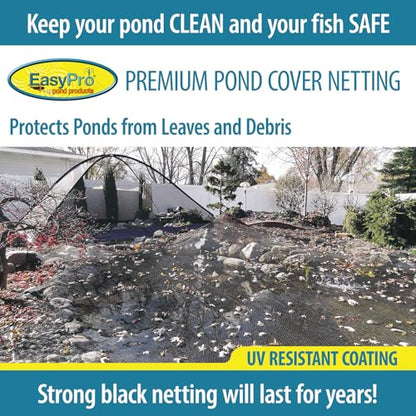 EasyPro NP1515 Premium 3/4-Inch Pond Cover Netting, 15' x 15' with 8 Stakes - size: 15' x 15' with 8 stakes, style: Standard 3/4" Mesh
