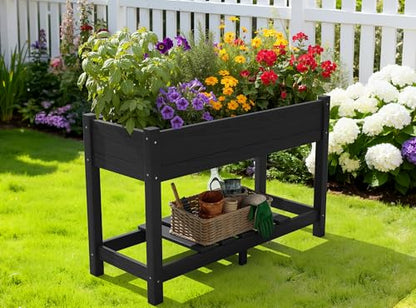 SERWALL Raised Garden Bed with Legs-Black - color: Black, size: 1 pack