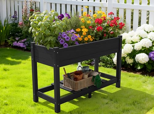 SERWALL Raised Garden Bed with Legs-Black - color: Black, size: 1 pack
