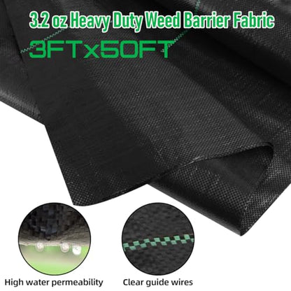 LAVEVE Heavy Duty Weed Barrier Landscape Fabric 3FT x 50FT - size: 3×50FT