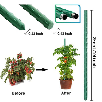 2Feet 24inch Garden Stakes Sturdy Plant Sticks Support Tomato Stakes for Vegetable,Pack of 20 - size: 2Ft-20 Pcs