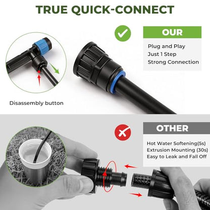 230FT Drip Irrigation System Kit, Quick Connect Garden Watering System, Complete Automatic Drip Irrigation Kit with 1/2" & 1/4" Tubing, Adjustable Emitters for Garden, Raised Beds & Greenhouse - size: 230FT