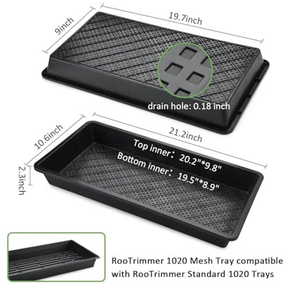 RooTrimmer 10 Pack 1020 Mesh Trays, Extra Strength 1020 Mesh Bottom Trays with Holes, 20'' x 10'', Heavy Duty Propagation Flats for Microgreens, Seed Starting, Soil Blocks, Hydroponics & Wheatgrass - size: 20L x 10W x 2.3 H