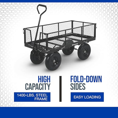 Strongway Steel Jumbo Garden Wagon with Removable Sides, 1400-Lb. Capacity