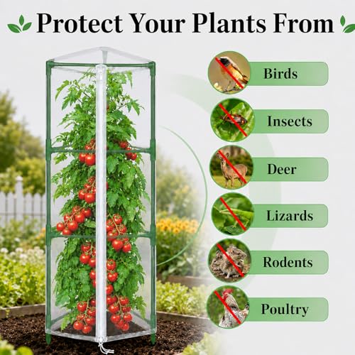 Halatool Garden Tomato Plant Cover Netting, Fits 40–55" Tomato Cages - size: 45 Inch