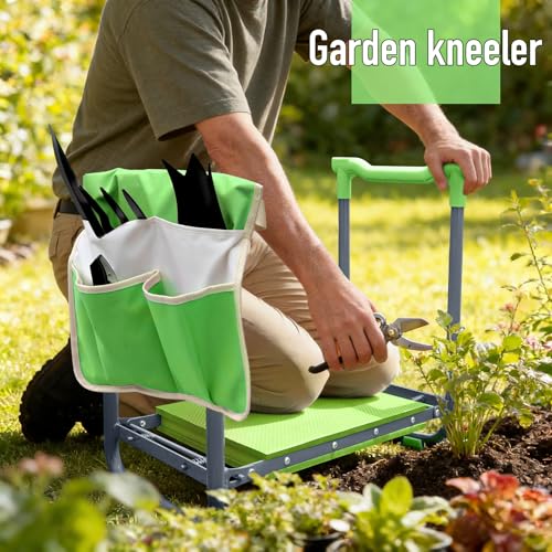 Folding Garden Stool and Kneeler, Heavy Duty Garden Kneeler and Seat, Kneeling Device for Gardening, Gardeners and Seniors (Green) - color: Green