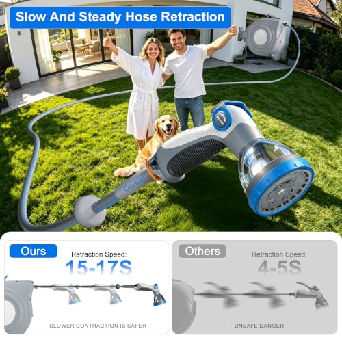 Retractable Garden Hose Reel 1/2 in x 100 ft Wall Mount, Auto Rewind - color: Light Gray, size: 1/2 in x 100 ft
