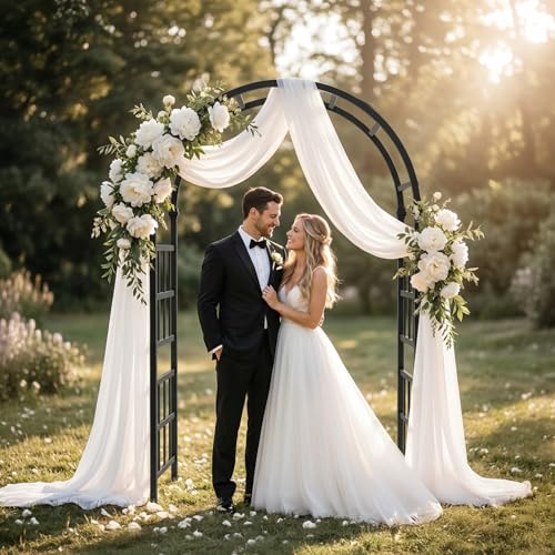 VINGLI Vinyl Garden Arbor, PVC Wedding Arch for Ceremony Party, Garden Trellis for Climbing Plants Outdoor, Arch Backdrop Stand for Garden, Backyard, Lawn (Black, 59.8in) - color: Black, size: 59.8in