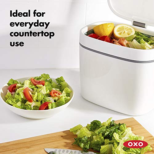 OXO Good Grips Easy-Clean Compost Bin, White, 1.75 Gal/6.62 L - color: White, size: 1.75 Gallon