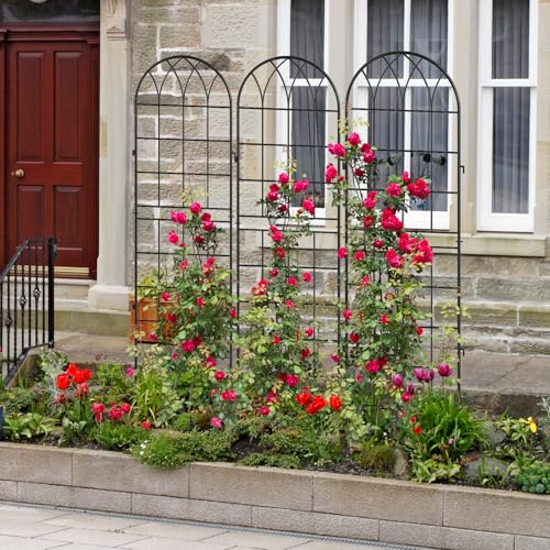 DoCred 4 Pack Garden Trellis for Climbing Plants, 71 Inch Metal Trellis - color: Black, size: 71''H x 20''W/4 Pack