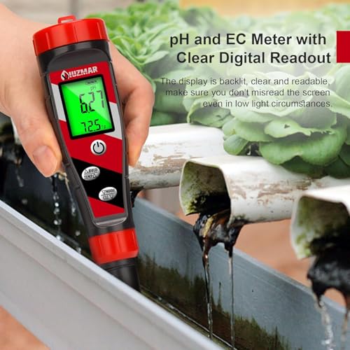 UIUZMAR pH Meter for Water Hydroponics Supplies 4 in 1 pH PPM ECTester - color: Red