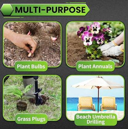 4"X16" Heavy-Duty Auger Drill Bit for Planting - Garden Spiral Drill Bit - Bulb Planter Tool & Post Hole Digger - 3/8" Hex Drive - size: 4"x16"